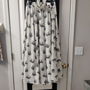 Leopard Print Black & White Circle Maxi Boho Skirt With Sash